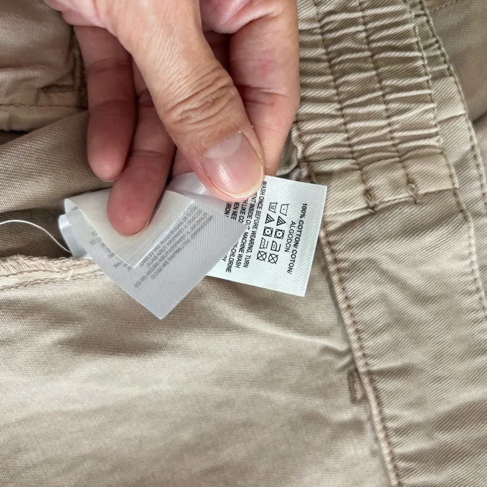 M1 New Lucky Brand Twill Cargo Pants Khaki High Rise Wide Leg Cotton‎ Soft XS